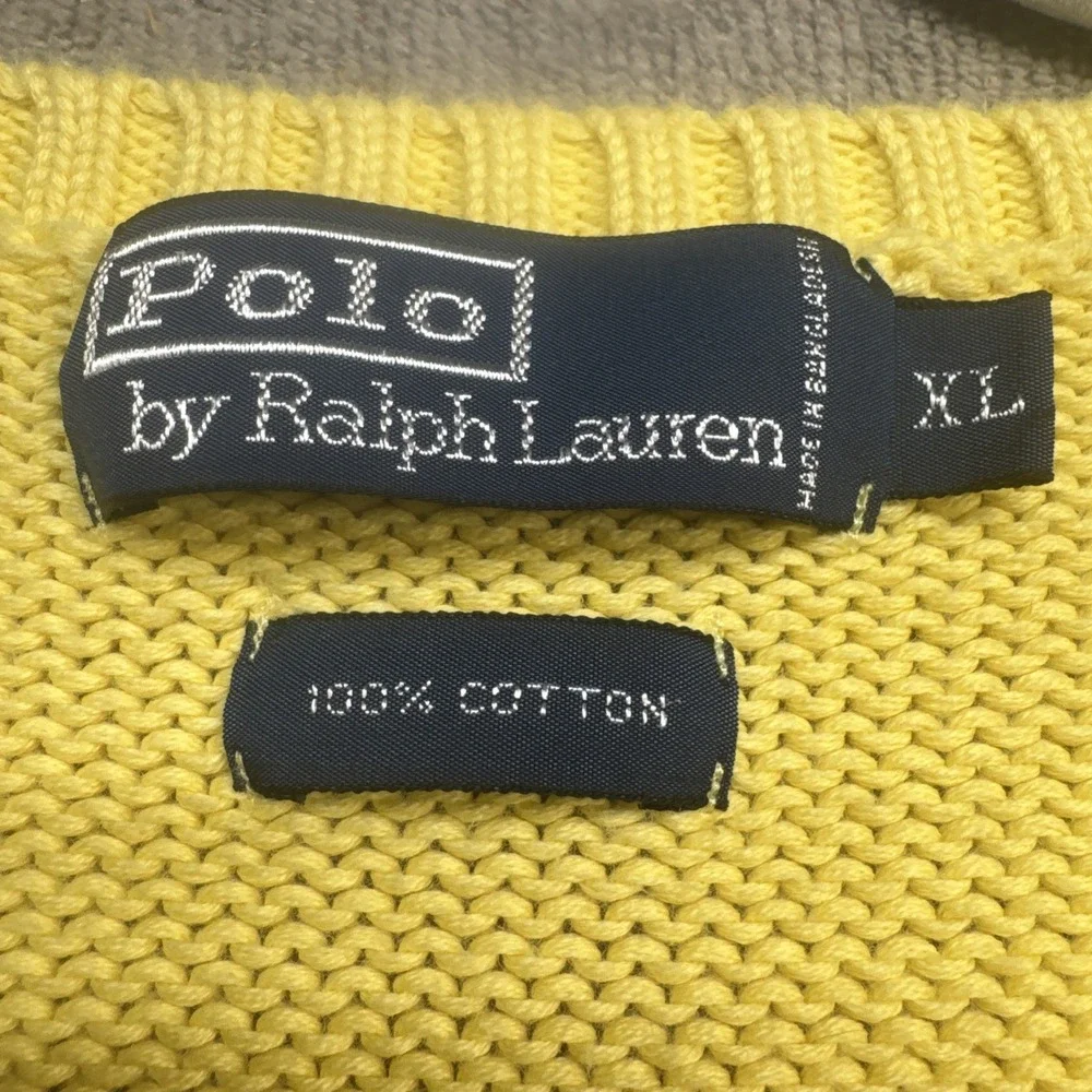 Polo Ralph Lauren Sweater Vest Men's XL Yellow‎ V Neck Preppy Pony Logo Classic